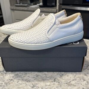 Ecco Women's White Slip-On Sneakers